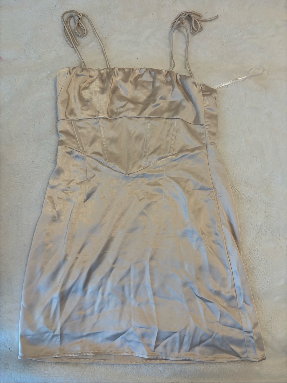 Princess Polly Champagne Satin Corset Tie-Shoulder Mini Dress